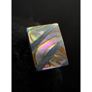 Taxco Mexico Sterling Silver Abalone Inlay Ring 925 Geometric Size 6